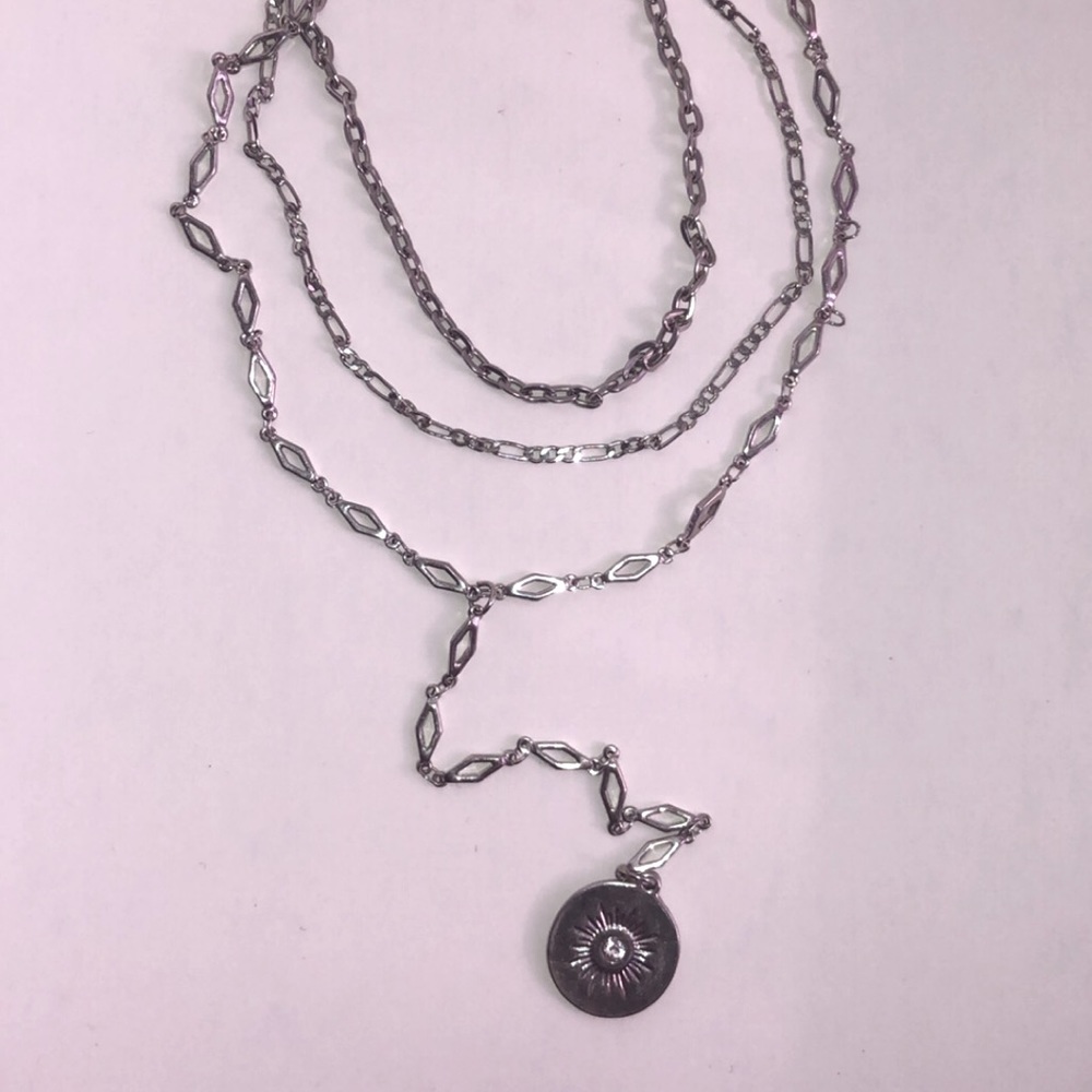 Silver three chain necklace